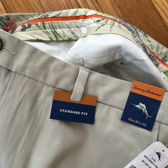 NWT Tommy Bahama new st Thomas flat front silk cotton pant trousers abbey stone